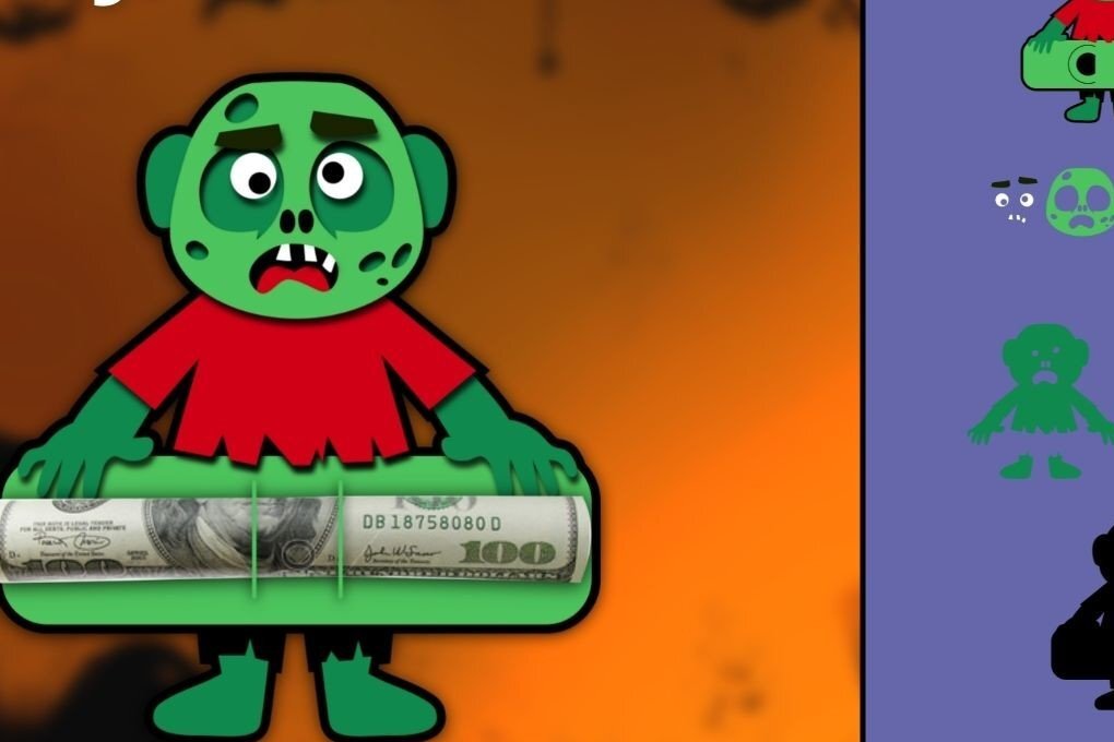 Σετ των 2 Intra απο ξύλο plywood 3mm-4mm πάχος – Zombie Money Holder Card Δίασταση  20x20 cm INTRAFABR-36513323