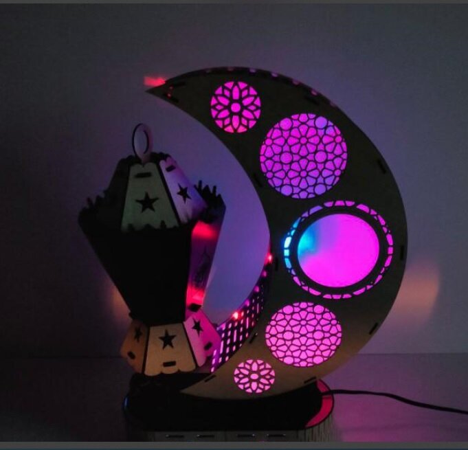 Intra απο ξύλο plywood 3mm-4mm πάχος - Διακόσμηση φαναριού μισοφέγγαρου ραμαζανιού Δίασταση 30x30 cm Intraeaxys-r7vmnp57