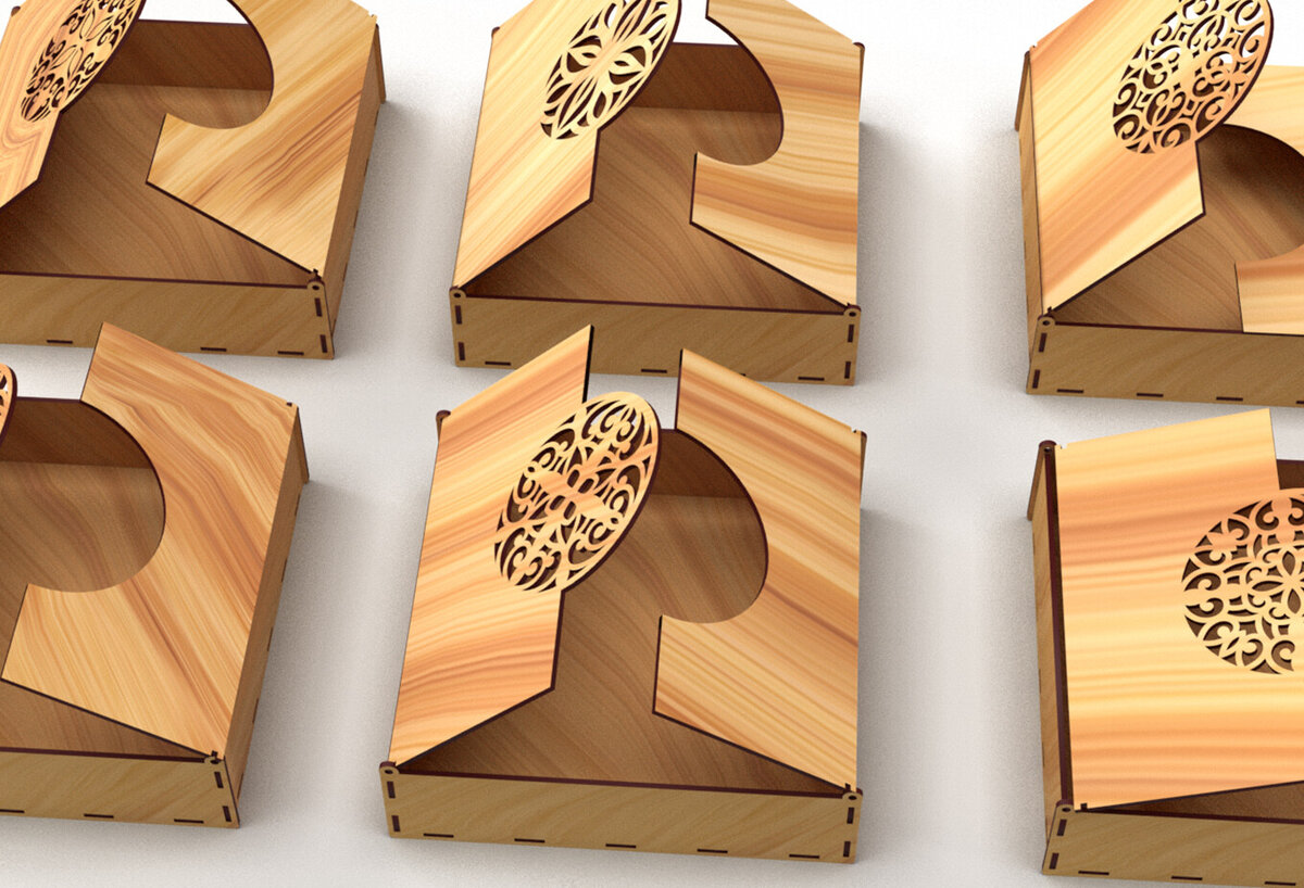 Σετ των 2 Intra απο ξύλο plywood 3mm-4mm πάχος – Στολίδια Ξύλινο κουτί δώρου 03 Δίασταση  20x20 cm INTRAFABR-80167980