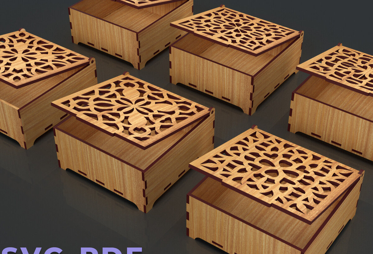 Σετ των 2 Intra απο ξύλο plywood 3mm-4mm πάχος – Στολίδια Ξύλινο κουτί δώρου 05 Δίασταση  20x20 cm INTRAFABR-84188874