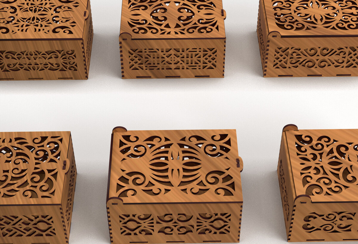 Σετ των 2 Intra απο ξύλο plywood 3mm-4mm πάχος – Στολίδια Ξύλινο κουτί δώρου 05 Δίασταση  20x20 cm INTRAFABR-80511913