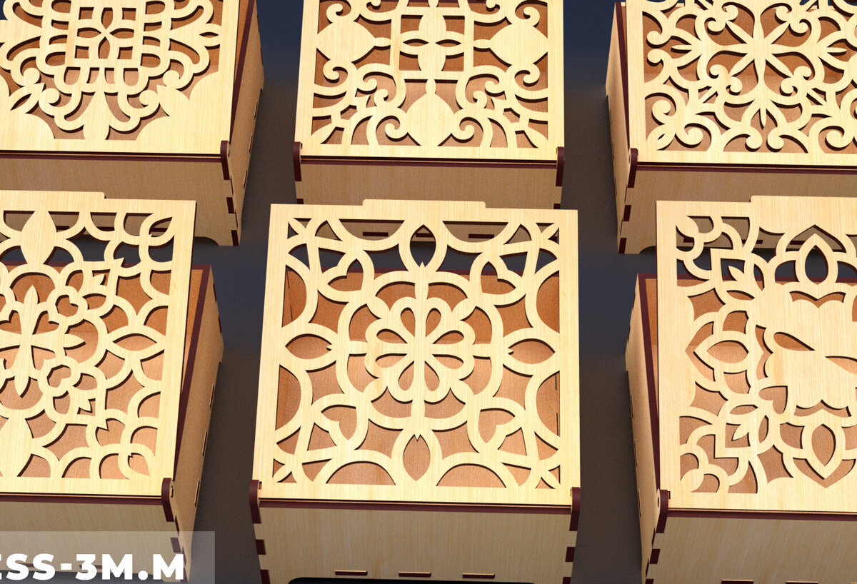 Σετ των 2 Intra απο ξύλο plywood 3mm-4mm πάχος – Στολίδια Ξύλινο κουτί δώρου 07 Δίασταση  20x20 cm INTRAFABR-84189617