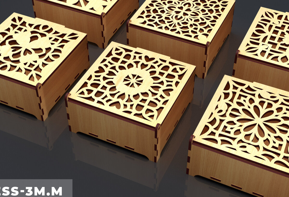 Σετ των 2 Intra απο ξύλο plywood 3mm-4mm πάχος – Στολίδια Ξύλινο κουτί δώρου 08 Δίασταση  20x20 cm INTRAFABR-84189892