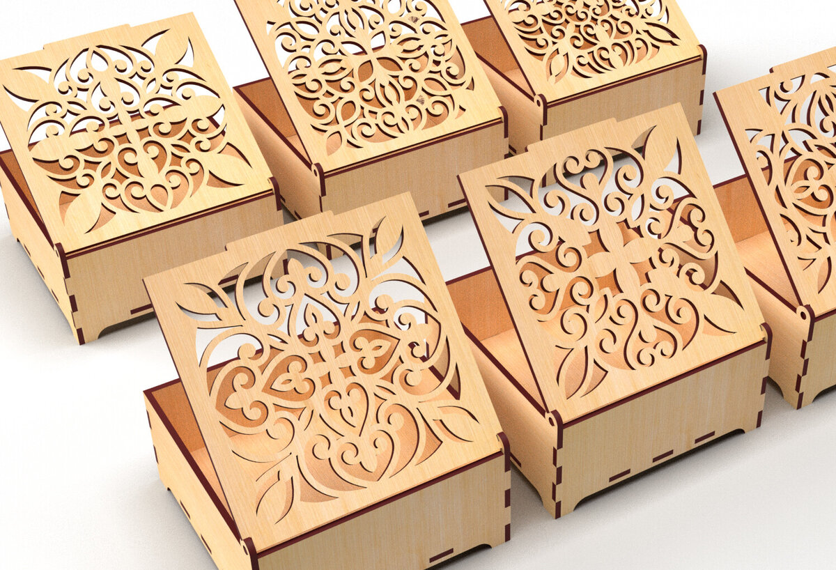 Σετ των 2 Intra απο ξύλο plywood 3mm-4mm πάχος – Στολίδια Ξύλινο κουτί δώρου 10 Δίασταση  20x20 cm INTRAFABR-83237768