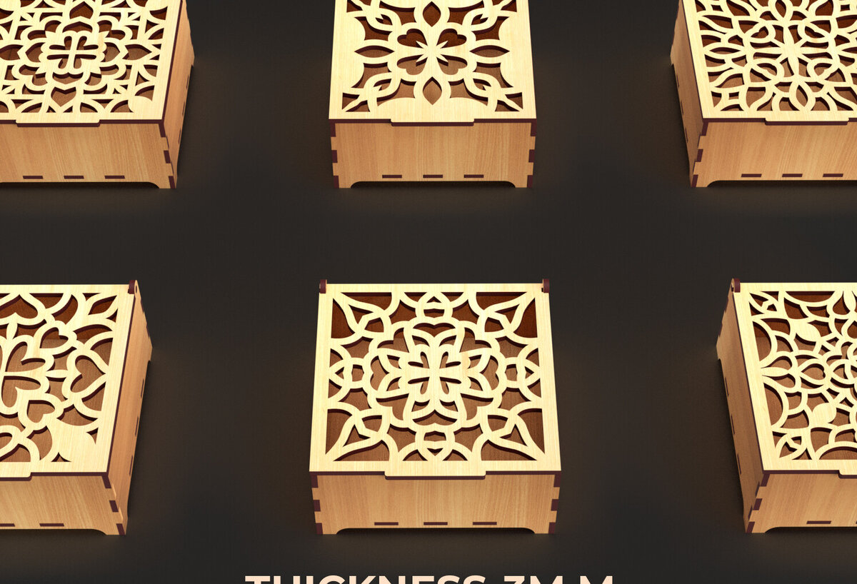 Σετ των 2 Intra απο ξύλο plywood 3mm-4mm πάχος – Στολίδια Ξύλινο κουτί δώρου 17 Δίασταση  20x20 cm INTRAFABR-86026186