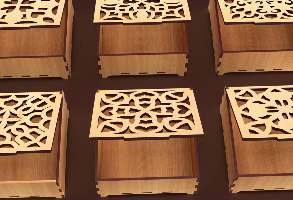 Σετ των 2 Intra απο ξύλο plywood 3mm-4mm πάχος – Στολίδια Ξύλινο κουτί δώρου 20 Δίασταση  20x20 cm INTRAFABR-86026218