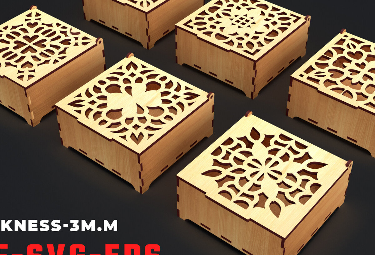 Σετ των 2 Intra απο ξύλο plywood 3mm-4mm πάχος – Στολίδια Ξύλινο κουτί δώρου Δίασταση  20x20 cm INTRAFABR-84207682