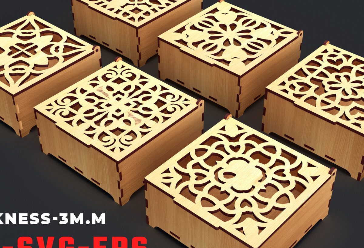 Σετ των 2 Intra απο ξύλο plywood 3mm-4mm πάχος – Στολίδια Ξύλινο κουτί δώρου Δίασταση  20x20 cm INTRAFABR-84207696