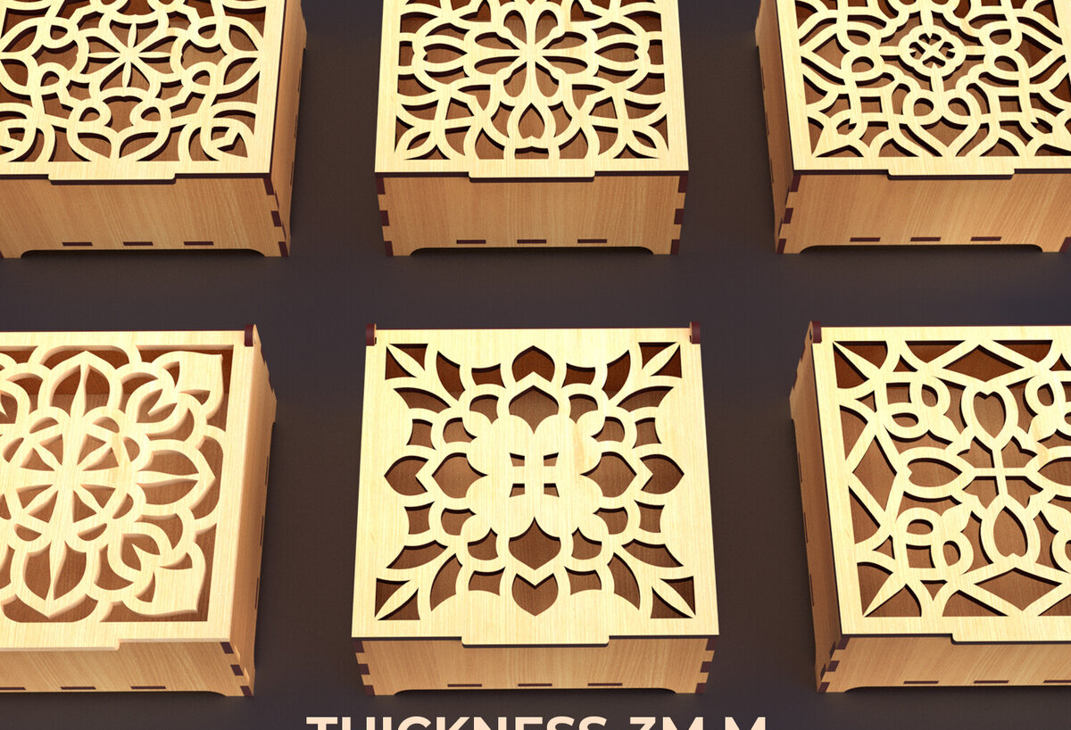 Σετ των 2 Intra απο ξύλο plywood 3mm-4mm πάχος – Στολίδια Ξύλινο κουτί δώρου Δίασταση  20x20 cm INTRAFABR-86026195