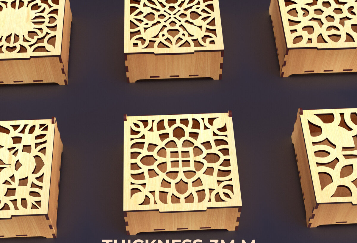 Σετ των 2 Intra απο ξύλο plywood 3mm-4mm πάχος – Στολίδια Ξύλινο κουτί δώρου Δίασταση  20x20 cm INTRAFABR-86026205