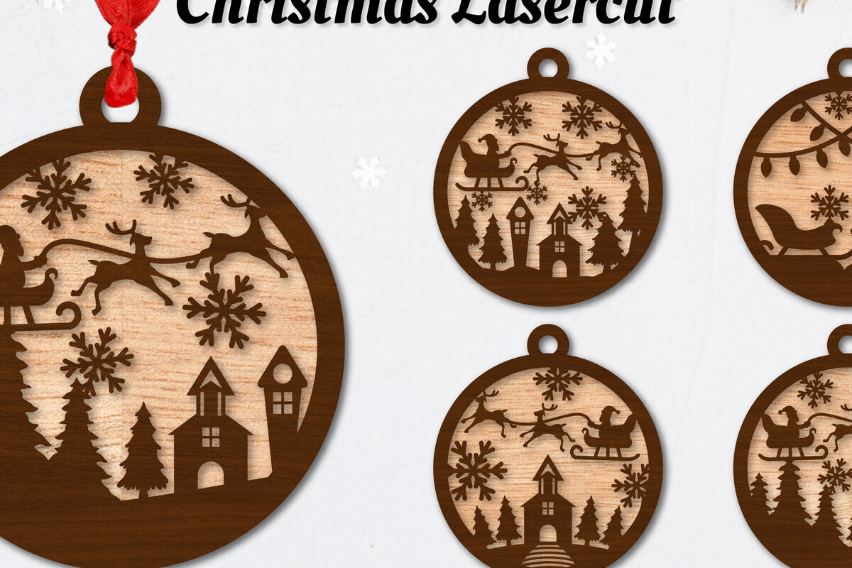 Σετ των 2 Intra απο ξύλο plywood 3mm-4mm πάχος – Στολίδι Χριστουγεννιάτικο έλκηθρο με λέιζερ Δίασταση  20x20 cm INTRAFABR-110140191