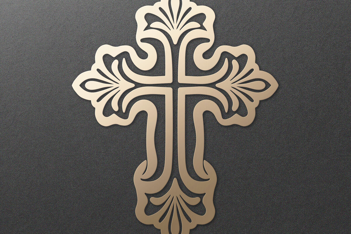 Σετ των 2 Intra απο ξύλο plywood 3mm-4mm πάχος – Περίτεχνος Faith Cross. Ιησούς Σταυρός Δίασταση  20x20 cm INTRAFABR-115243824