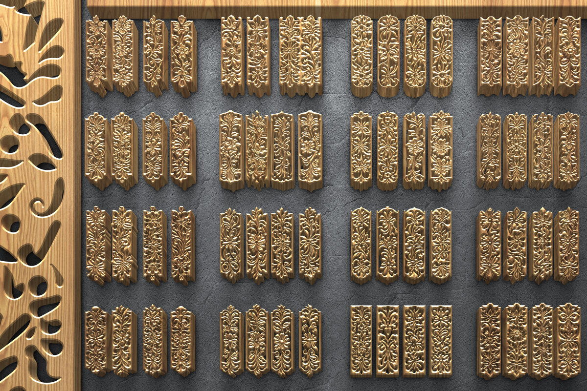 Σετ των 2 Intra απο ξύλο plywood 3mm-4mm πάχος – Περίτεχνα πάνελ κοπής με κύλιση με λέιζερ Δίασταση  20x20 cm INTRAFABR-124928853