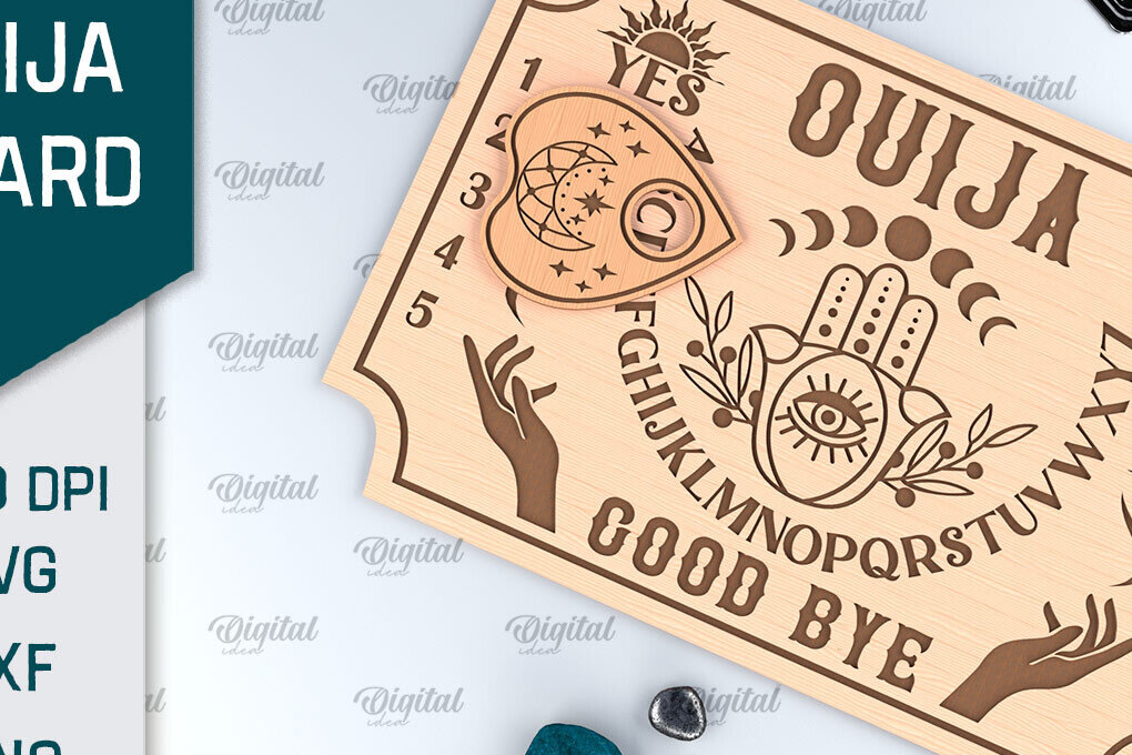 Σετ των 2 Intra απο ξύλο plywood 3mm-4mm πάχος –  κοπής με λέιζερ πινακίδα Ouija Spirit Board Δίασταση  20x20 cm INTRAFABR-99933652
