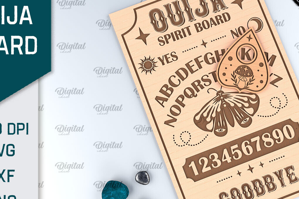 Σετ των 2 Intra απο ξύλο plywood 3mm-4mm πάχος –  κοπής με λέιζερ πινακίδα Ouija Spirit Board Δίασταση  20x20 cm INTRAFABR-99933691