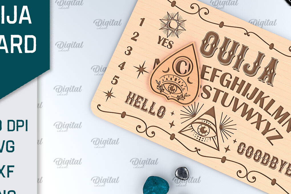 Σετ των 2 Intra απο ξύλο plywood 3mm-4mm πάχος –  κοπής με λέιζερ πινακίδα Ouija Spirit Board Δίασταση  20x20 cm INTRAFABR-99933763