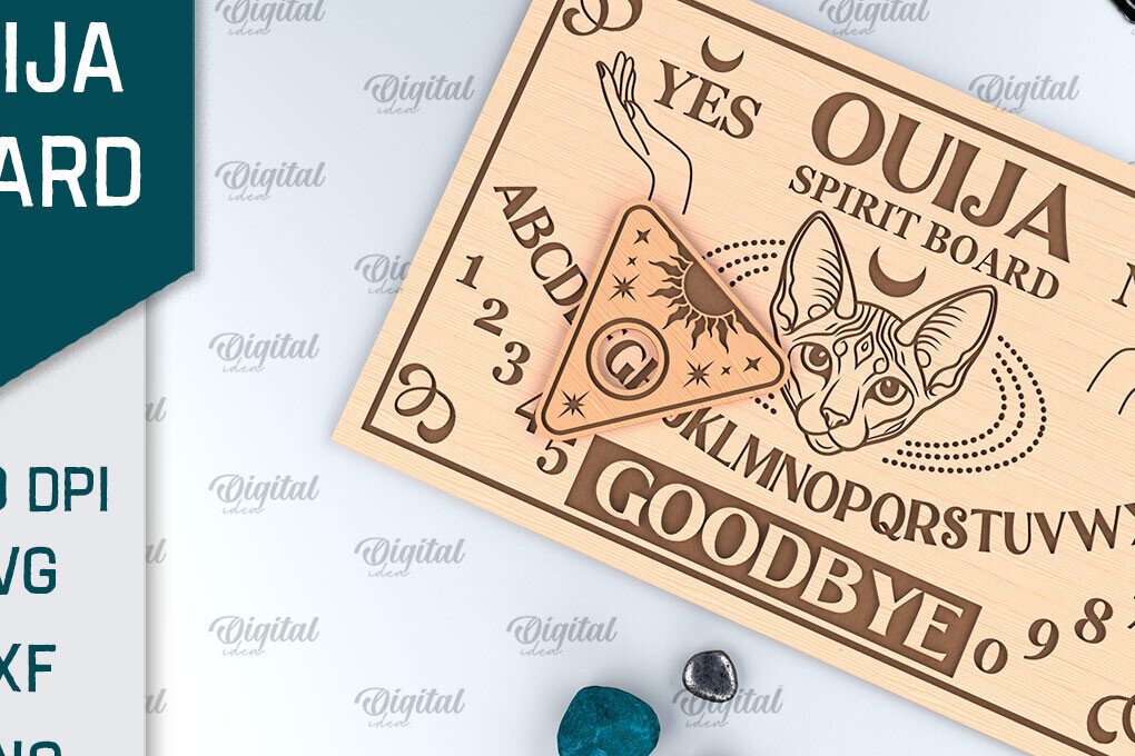 Σετ των 2 Intra απο ξύλο plywood 3mm-4mm πάχος –  κοπής με λέιζερ πινακίδα Ouija Spirit Board Δίασταση  20x20 cm INTRAFABR-99933591