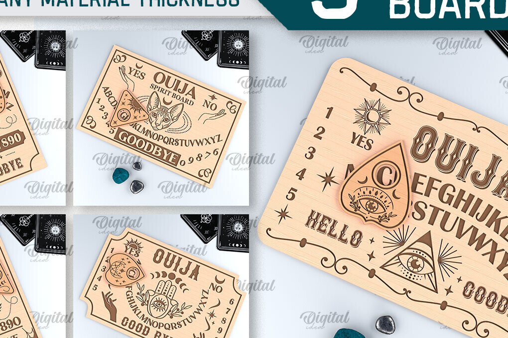 Σετ των 2 Intra απο ξύλο plywood 3mm-4mm πάχος – Πακέτα κοπής με λέιζερ Ouija Spirit Boards Δίασταση  20x20 cm INTRAFABR-99985175