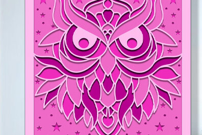 Σετ των 2 Intra απο ξύλο plywood 3mm-4mm πάχος – Owl Layerd Shadow Box Δίασταση  20x20 cm INTRAFABR-74990942