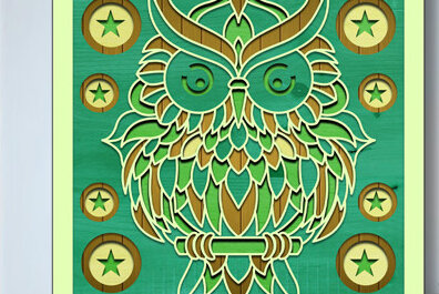 Σετ των 2 Intra απο ξύλο plywood 3mm-4mm πάχος – Owl Layerd Shadow Box Δίασταση  20x20 cm INTRAFABR-74990949