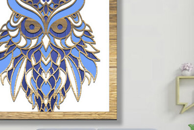 Σετ των 2 Intra απο ξύλο plywood 3mm-4mm πάχος – Owl Layerd Shadow Box Δίασταση  20x20 cm INTRAFABR-74990932