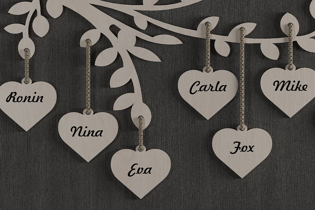 Σετ των 2 Intra απο ξύλο plywood 3mm-4mm πάχος – Η οικογένειά μας αποχωρεί Ημερολόγιο γενεθλίων 306 Δίασταση  20x20 cm INTRAFABR-50471891