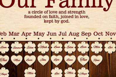 Σετ των 2 Intra απο ξύλο plywood 3mm-4mm πάχος – Το οικογενειακό μας σημάδι με λέιζερ Δίασταση  20x20 cm INTRAFABR-100871860