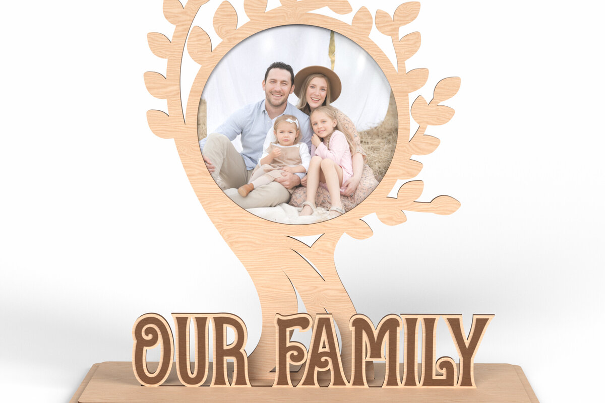 Σετ των 2 Intra απο ξύλο plywood 3mm-4mm πάχος – Το οικογενειακό μας δέντρο Κορνίζα φωτογραφιών Δίασταση  20x20 cm INTRAFABR-117002357