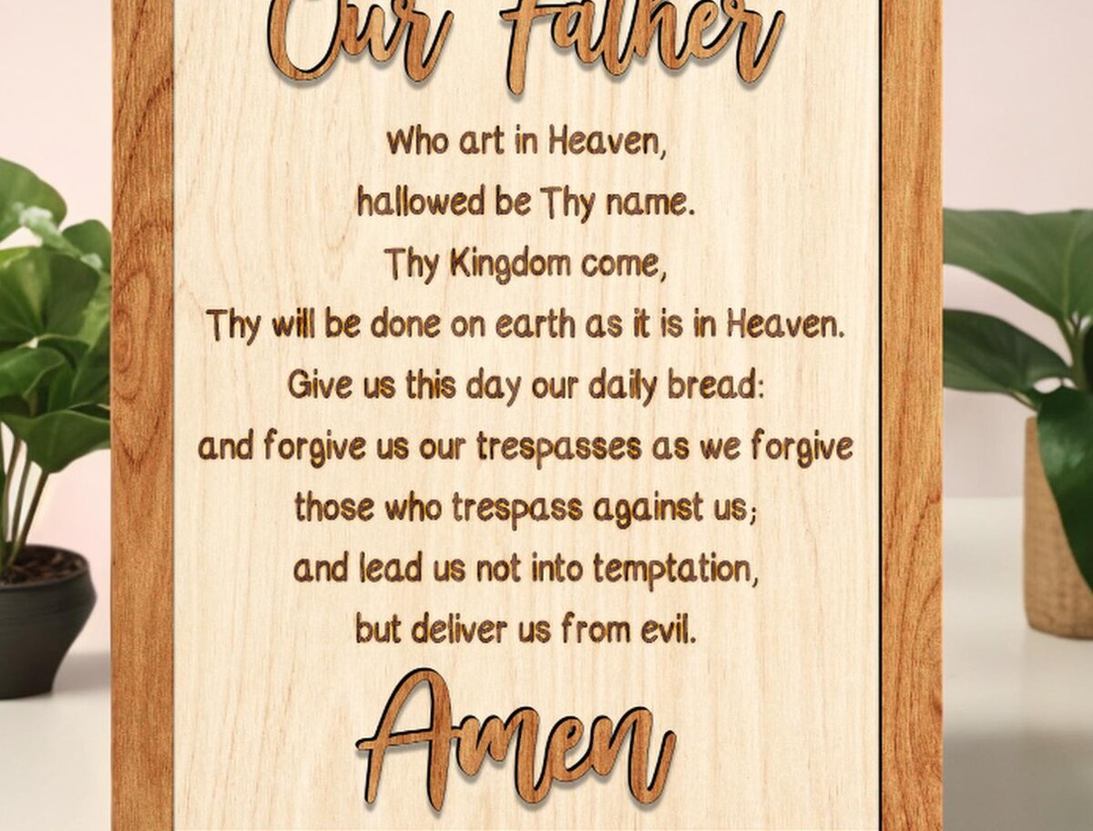 Σετ των 2 Intra απο ξύλο plywood 3mm-4mm πάχος – Ο Πατέρας μας Προσευχή Αποκοπή αρχείου Δίασταση  20x20 cm INTRAFABR-118594366