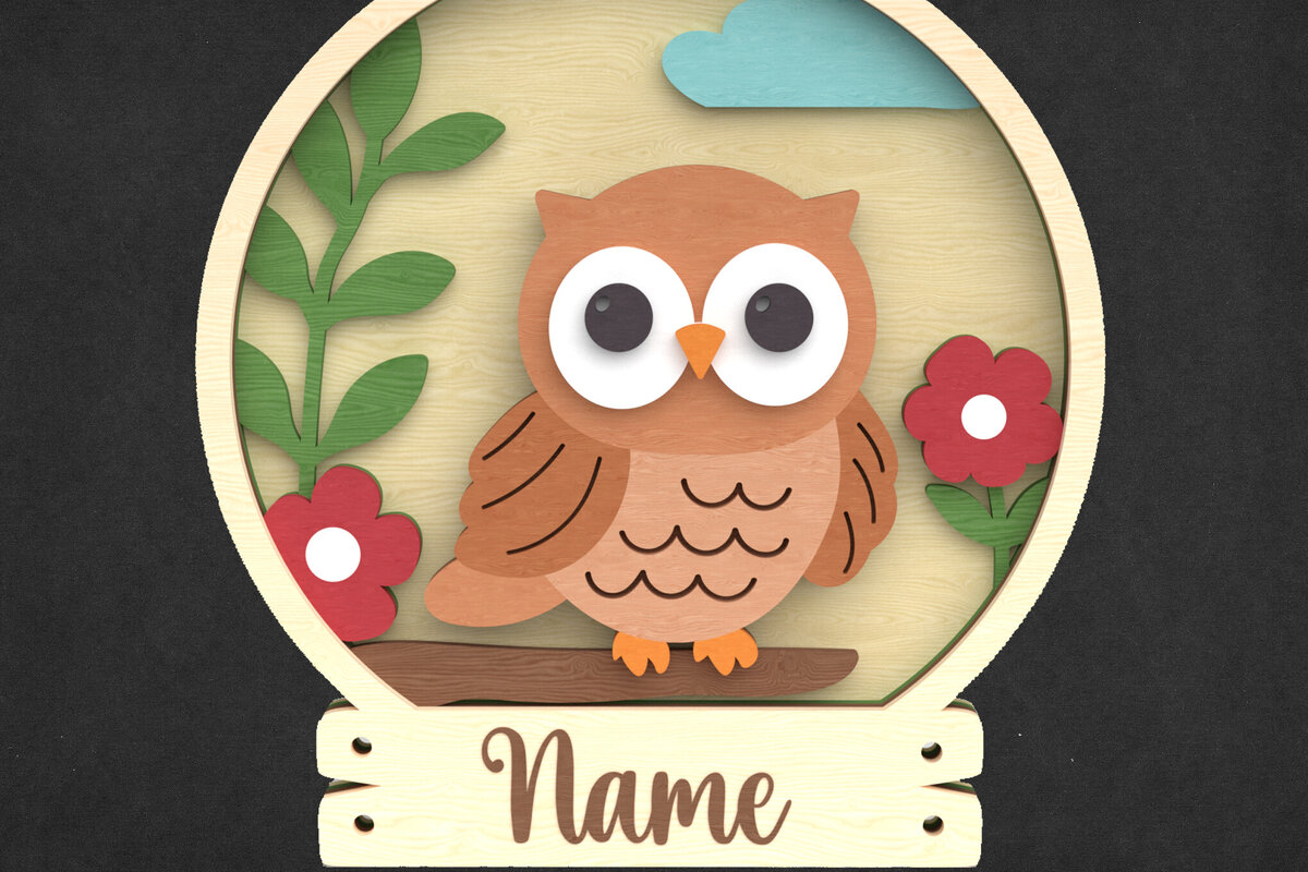 Σετ των 2 Intra απο ξύλο plywood 3mm-4mm πάχος – Πινακίδα ονόματος κουκουβάγιας - Πολυεπίπεδο φυτώριο Δίασταση  20x20 cm INTRAFABR-118901836