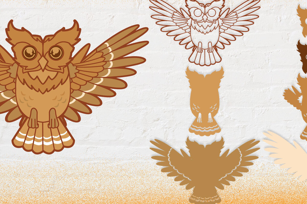 Σετ των 2 Intra απο ξύλο plywood 3mm-4mm πάχος – Κουκουβάγια Layered Owl στο Flight Δίασταση  20x20 cm INTRAFABR-57322848