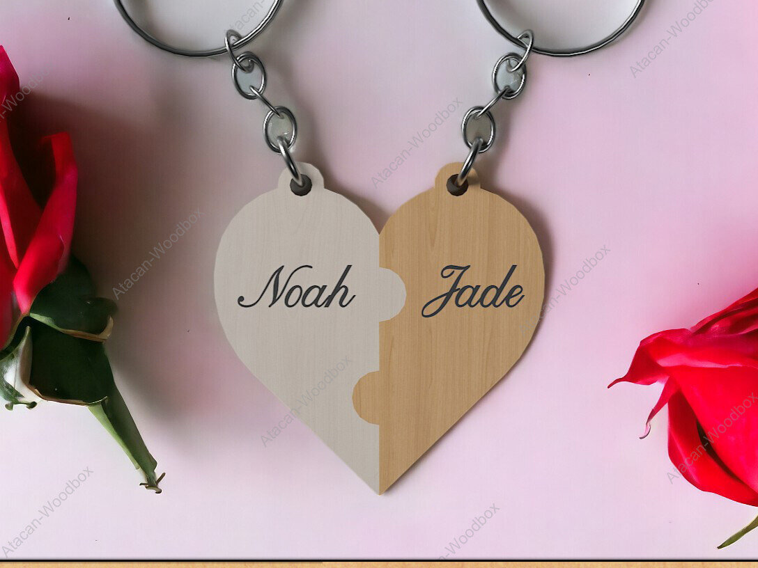 Σετ των 3 Intra απο ξύλο plywood 3mm-4mm πάχος – Μπρελόκ μας Hearts Μπρελόκ για ζευγάρια καρδιά Δίασταση  5x5 cm INTRAFABR-92300487