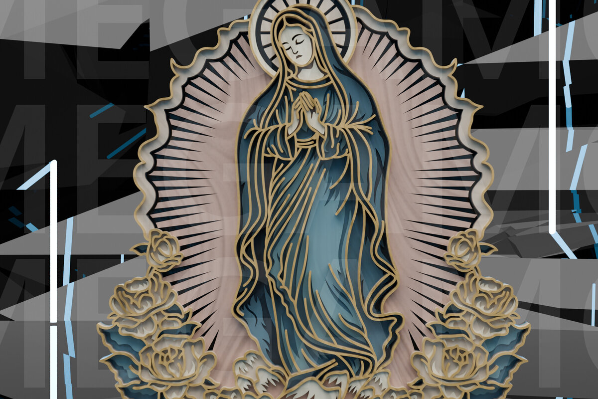 Σετ των 2 Intra απο ξύλο plywood 3mm-4mm πάχος – Η Παναγία της Γουαδελούπης με Δίασταση  20x20 cm INTRAFABR-123433180