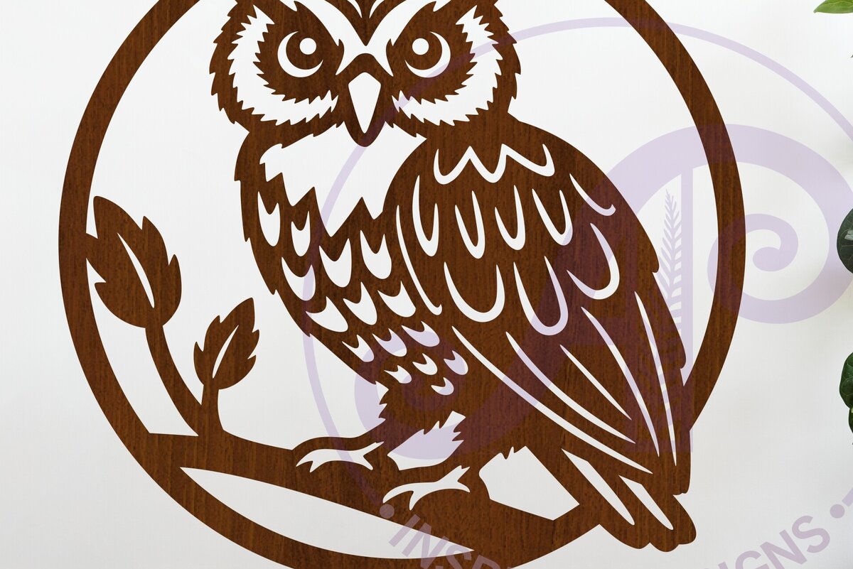 Intra απο ξύλο plywood 3mm-4mm πάχος – Πινακίδα τοίχου κουκουβάγιας, αρχείο. Διάνυσμα σημάδι Δίασταση  40x30 cm INTRAFABR-121159923