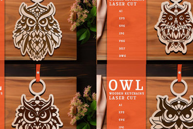 Intra απο ξύλο plywood 3mm-4mm πάχος – Κουκουβάγια Ξύλινα Μπρελόκ Πακέτο κοπής με λέιζερ Δίασταση  5x5 cm INTRAFABR-98651802