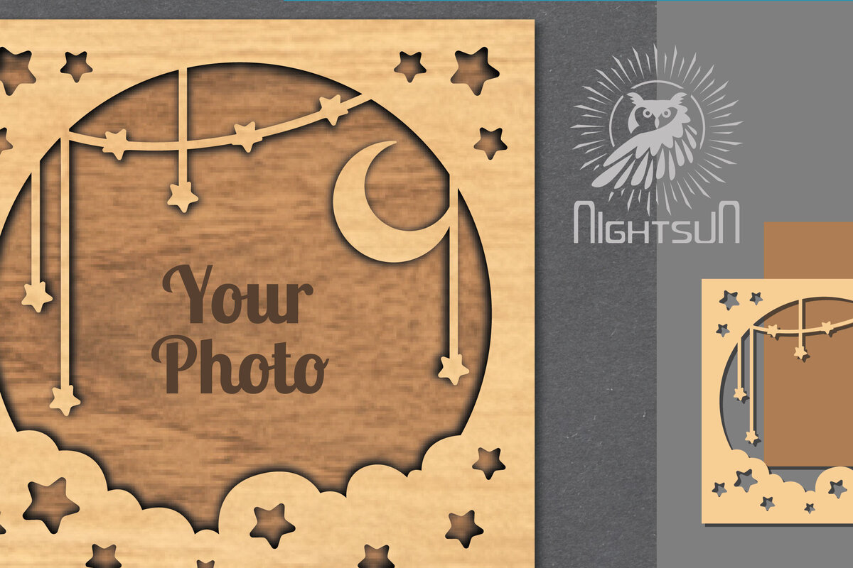 Σετ των 2 Intra απο ξύλο plywood 3mm-4mm πάχος – Κορνίζα φωτογραφιών κοπής με λέιζερ του εξωτερικού διαστήματος 1 Δίασταση  20x20 cm INTRAFABR-112991524