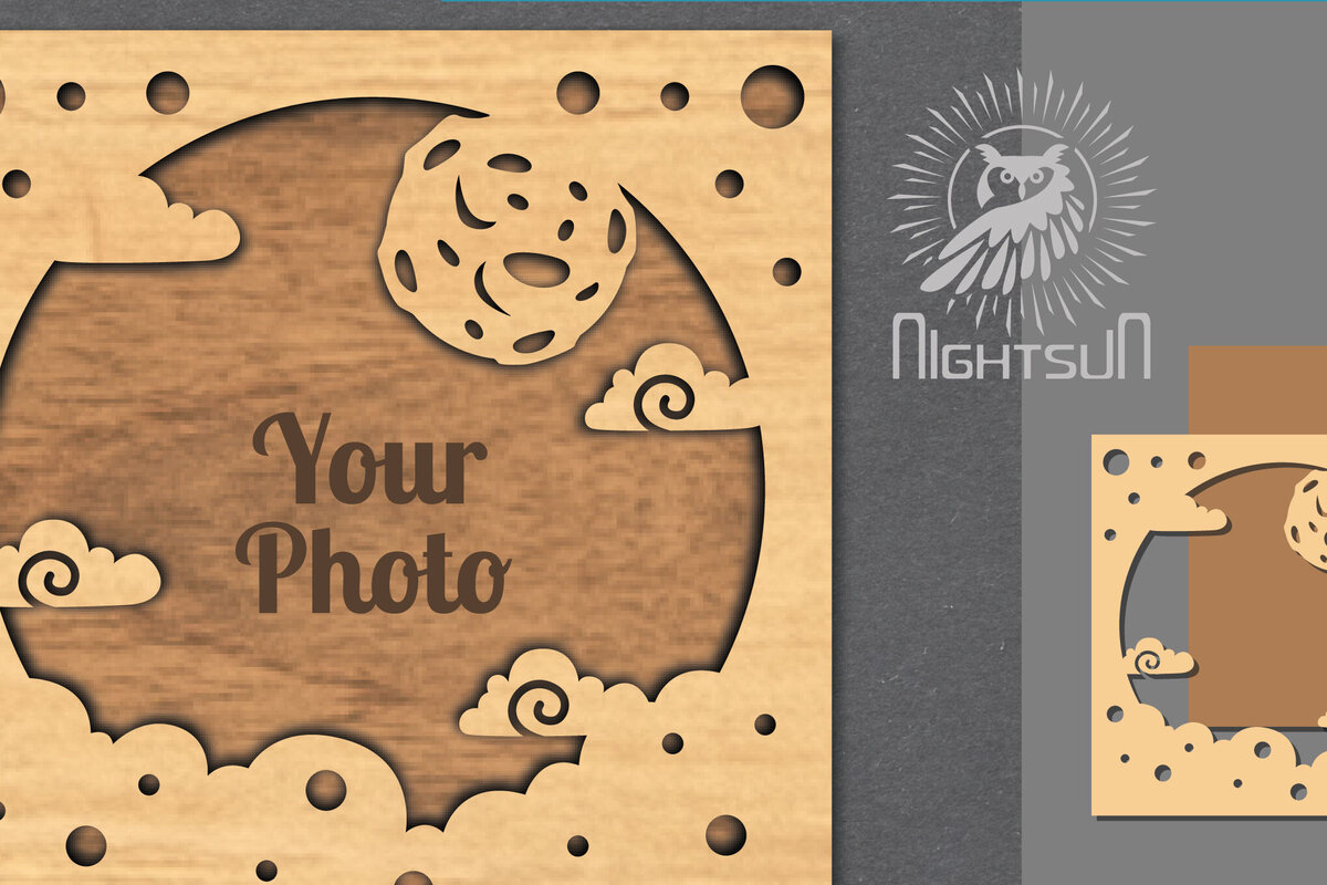 Σετ των 2 Intra απο ξύλο plywood 3mm-4mm πάχος – Κορνίζα φωτογραφιών με λέιζερ του εξωτερικού διαστήματος 2 Δίασταση  20x20 cm INTRAFABR-112991550