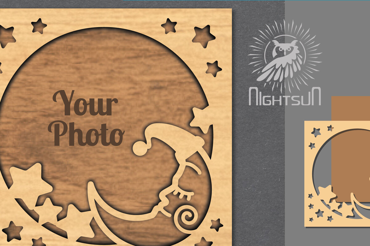 Σετ των 2 Intra απο ξύλο plywood 3mm-4mm πάχος – Κορνίζα φωτογραφιών κοπής με λέιζερ του εξωτερικού διαστήματος 3 Δίασταση  20x20 cm INTRAFABR-112991566