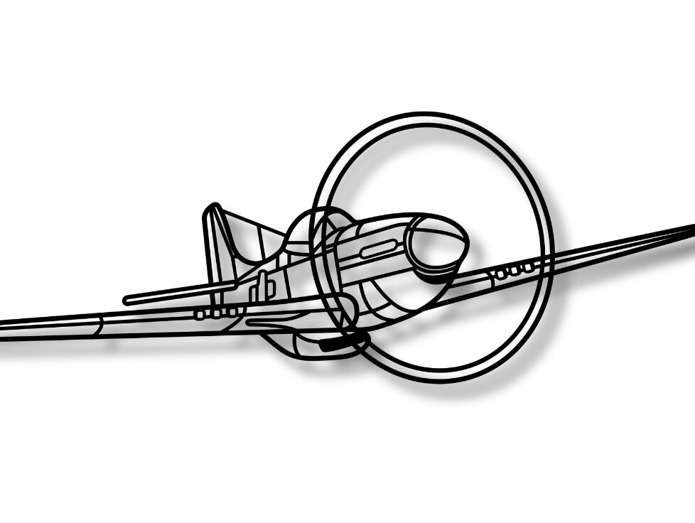 Σετ των 2 Intra απο ξύλο plywood 3mm-4mm πάχος – P-51 Mustang Silhouette Δίασταση  20x20 cm INTRAFABR-117000365