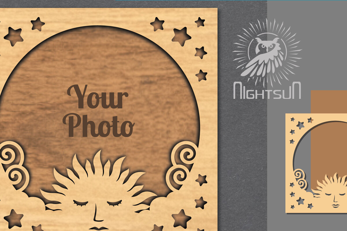 Σετ των 2 Intra απο ξύλο plywood 3mm-4mm πάχος – Κορνίζα φωτογραφιών κοπής με λέιζερ του εξωτερικού διαστήματος 4 Δίασταση  20x20 cm INTRAFABR-112991590