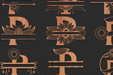 Σετ των 2 Intra απο ξύλο plywood 3mm-4mm πάχος – Κοπή με λέιζερ μονόγραμμα γραμμάτων αλφάβητου Δίασταση  20x20 cm INTRAFABR-56032579