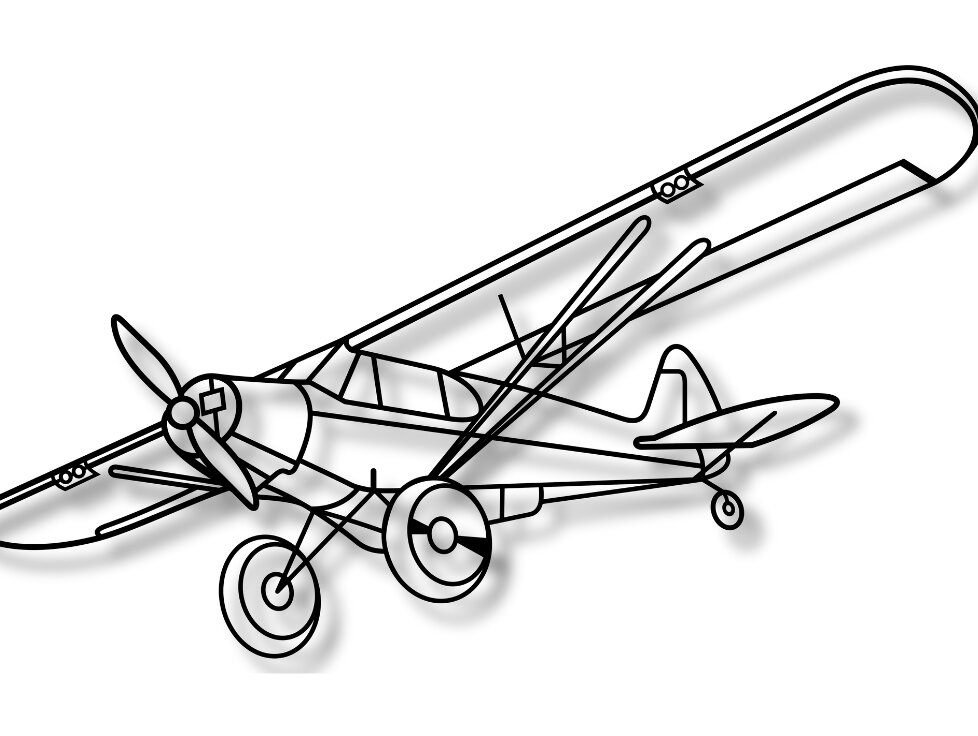 Σετ των 2 Intra απο ξύλο plywood 3mm-4mm πάχος – Διανυσματικό μοντέλο αεροσκάφους PA-18 Super Cub Δίασταση  20x20 cm INTRAFABR-117186807