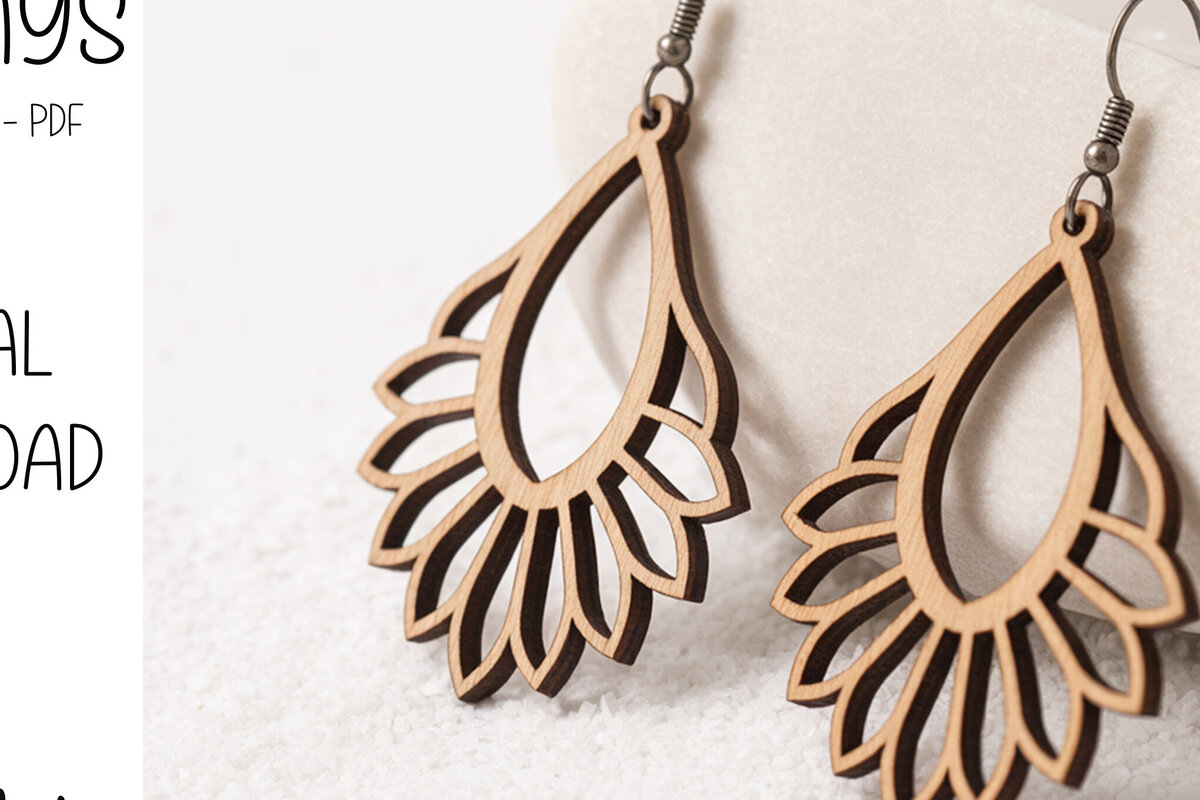 Σετ των 3 Intra απο ξύλο plywood 3mm-4mm πάχος – Περίγραμμα σκουλαρίκια δάκρυ λουλούδι Δίασταση  5x5 cm INTRAFABR-121745574