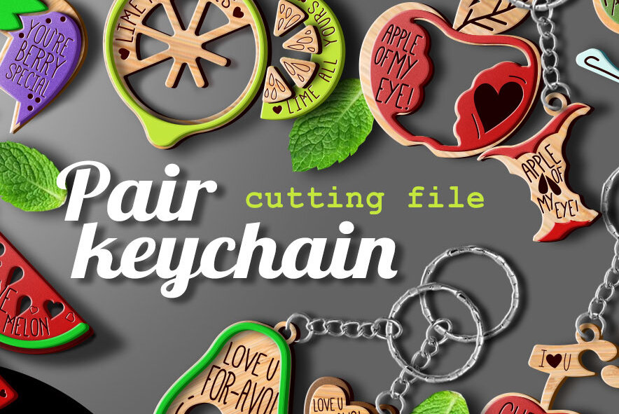 Σετ των 3 Intra απο ξύλο plywood 3mm-4mm πάχος – Ζευγάρι μπρελόκ φρούτων | Αστεία φρούτα Δίασταση  5x5 cm INTRAFABR-68200898