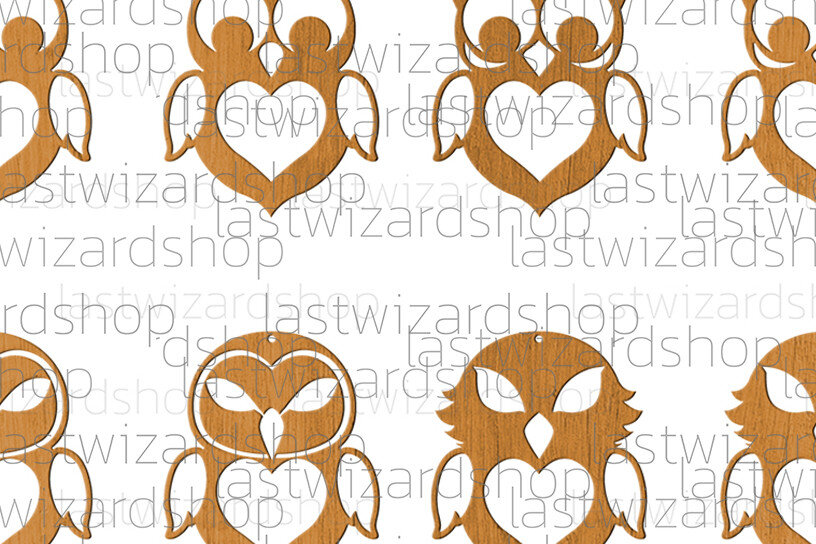 Σετ των 3 Intra απο ξύλο plywood 3mm-4mm πάχος – Σκουλαρίκια κουκουβάγιας, Σκουλαρίκια ζώων Δίασταση  5x5 cm INTRAFABR-25328556