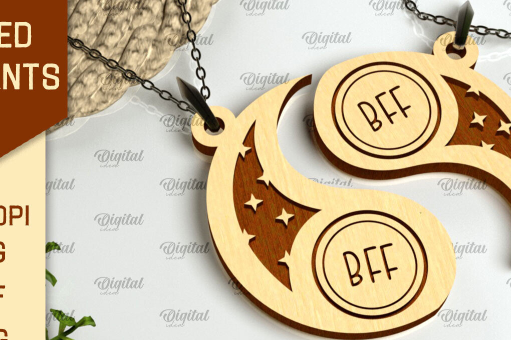 Σετ των 2 Intra απο ξύλο plywood 3mm-4mm πάχος – Ζευγάρι κρεμαστό κόψιμο με λέιζερ. Ξύλινο μενταγιόν Δίασταση  20x20 cm INTRAFABR-98654518