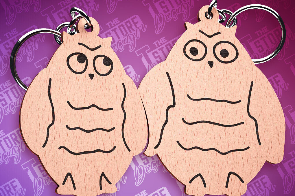 Σετ των 3 Intra απο ξύλο plywood 3mm-4mm πάχος – Κουκουβάγια Family Puzzle Μπρελόκ | Αρχεία CNC Δίασταση  5x5 cm INTRAFABR-87306117