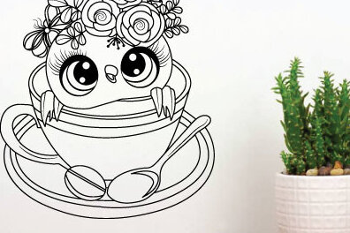 Σετ των 2 Intra απο ξύλο plywood 3mm-4mm πάχος – Κουκουβάγια Flower Cup Μεταλλικός τοίχος με λέιζερ κοπή Δίασταση  20x20 cm INTRAFABR-66807867