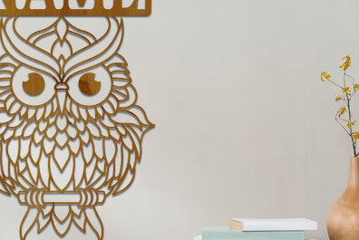 Σετ των 2 Intra απο ξύλο plywood 3mm-4mm πάχος – Κουκουβάγια με λέιζερ κοπής ξύλινη πινακίδα ονόματος Δίασταση  20x20 cm INTRAFABR-74932961