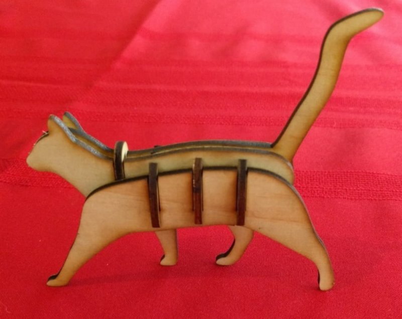 Intra απο ξύλο plywood 3mm-4mm πάχος - Ξύλινη χαριτωμένη γάτα Δίασταση 30x30 cm Intraeaxys-zo98myr1